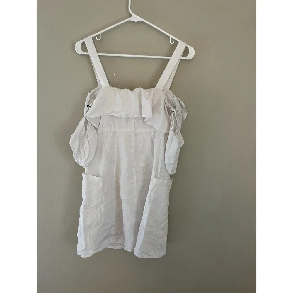 Forever 21 Womens White Mini Dress Small Linen Button 90s Y2K Baby Shower Party - Picture 8 of 9